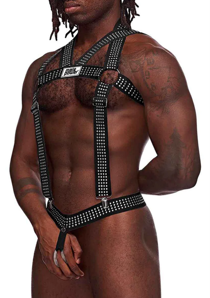 Elastinen Harness niiteill&auml;  One Size  Musta