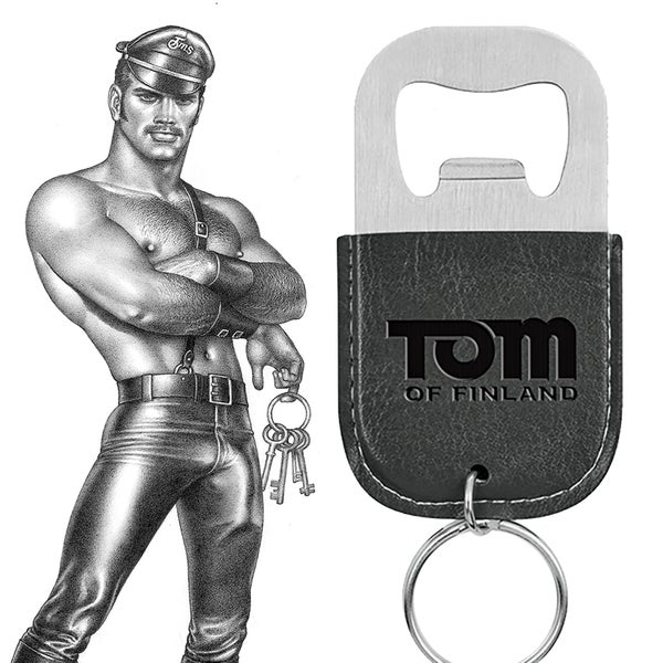 Tom of Finland - nahkainen avaimenper&auml; ja pullonavaaja